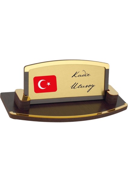 Kişiye Özel Türk Bayraklı Masa Isimliği – Ahşap Şık Tasarım