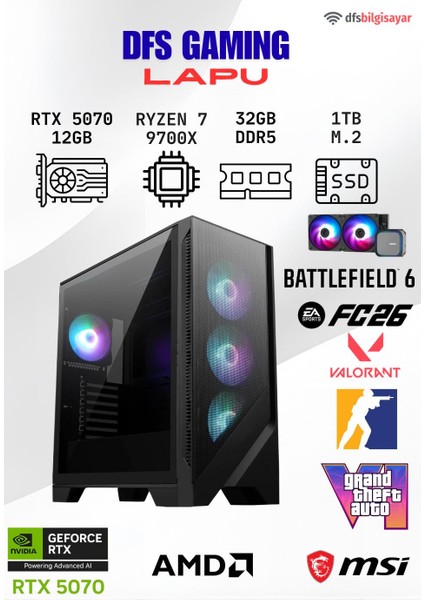 Dfs Gamıng Lapu Ryzen 7 9700X-B650M-RTX 5070 12GB-32GB Ddr5 Ram-1tb M.2 Ssd-Oyuncu Bilgisayarı