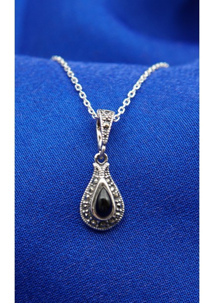 925 Ayar Kadın Oltu Taşı Kadın Kolye SK00081 fiyatları