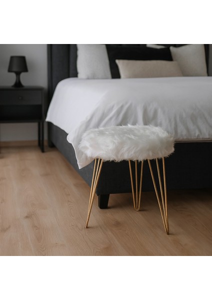 Gigi Beyaz Peluş Gold Ayaklı Puf Pş01 fiyatları