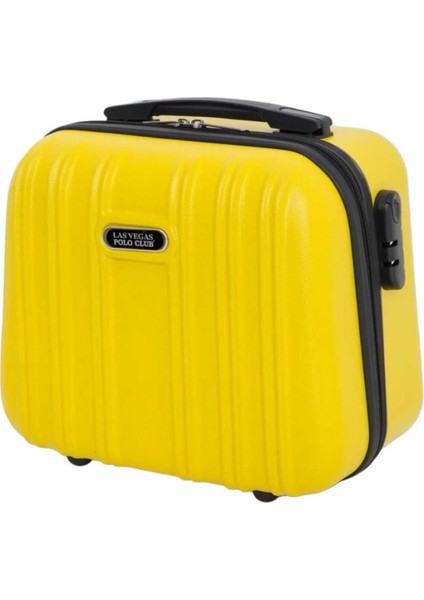 Şifreli, Kırılmaz Abs Makyaj Çantası, Şık ve Dayanıklı El Valizi, Sarı Renk.