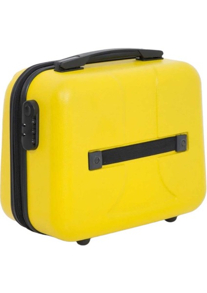 Şifreli, Kırılmaz Abs Makyaj Çantası, Şık ve Dayanıklı El Valizi, Sarı Renk.
