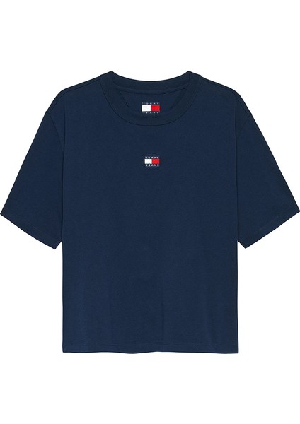 Kadın Bol Kesim Armalı Mavi T-Shirt DW0DW22202C1G