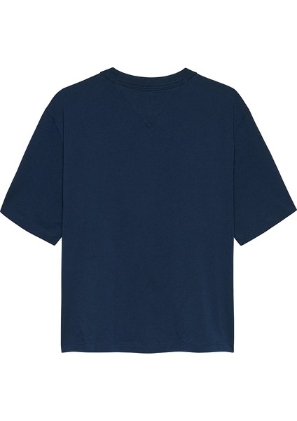 Kadın Bol Kesim Armalı Mavi T-Shirt DW0DW22202C1G fiyatları