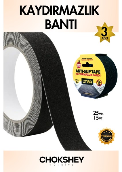 Merdiven Kaydırmaz Bant 25MMX15MT 3 Adet