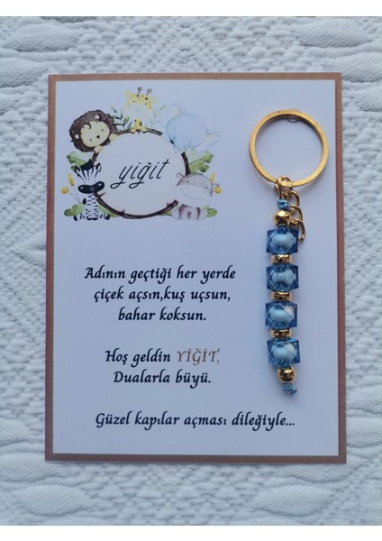 52 Adet Isme Özel Tasarım Mavi Anahtarlık Hastane Yeni Doğan 40 Mevlidi Dağıtmalık Hediyelik
