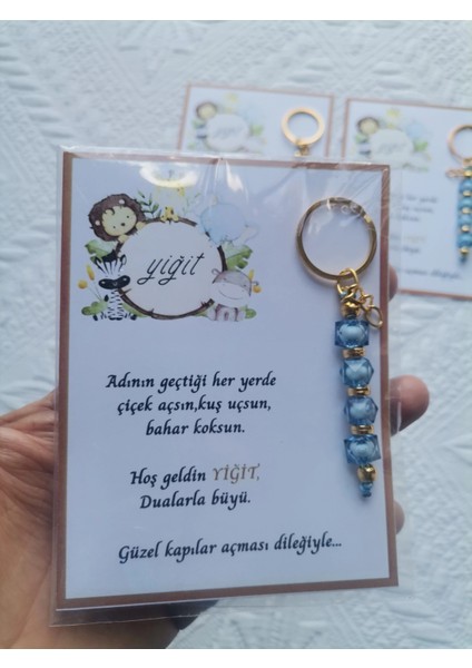 52 Adet Isme Özel Tasarım Mavi Anahtarlık Hastane Yeni Doğan 40 Mevlidi Dağıtmalık Hediyelik fırsatları