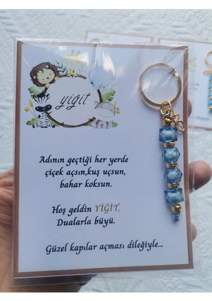 52 Adet Isme Özel Tasarım Mavi Anahtarlık Hastane Yeni Doğan 40 Mevlidi Dağıtmalık Hediyelik indirimleri