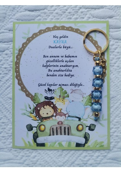 32 Adet Isme Özel Tasarım Mavi Anahtarlık Hastane Yeni Doğan 40 Mevlidi Dağıtmalık Hediyelik