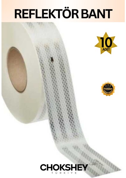 Reflektör Bant Beyaz Reflektif Bant Ikaz Band 50MMX5MT 10 Adet