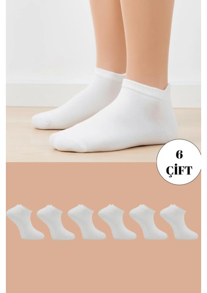 Bambu Erkek Patik Beyaz Çorap Dikişsiz 6'lı Paket