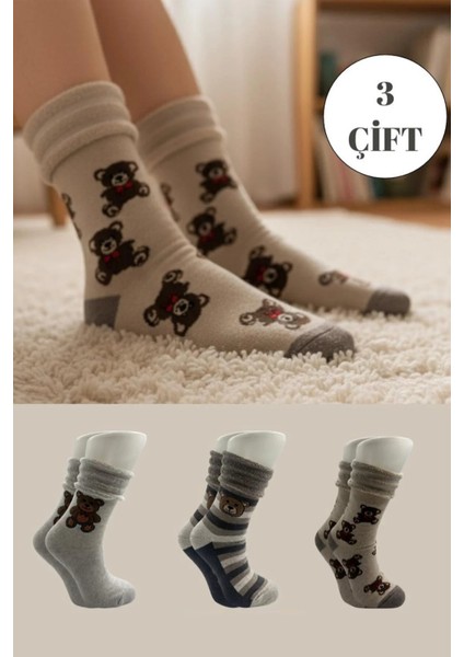 Kadın Pamuklu Kışlık İçi havlu Soket Çorap 3'lü Paket