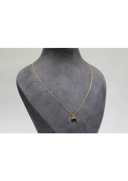 14 Ayar Altın A Harfi Kolye Ucu ve Zinciri