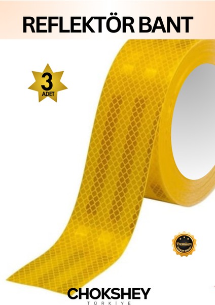 Reflektör Bant Sarı Reflektif Bant Ikaz Band 50MMX5MT 3ADET