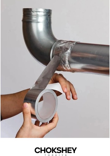 Özel Suya Sıcaklığa Dayanıklı Tamir Soba Boru Yama Alüminyum Yanmaz Folyo Bant 44MMX20M - 5 Adet fiyatları