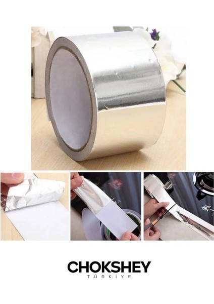 Özel Suya Sıcaklığa Dayanıklı Tamir Soba Boru Yama Alüminyum Yanmaz Folyo Bant 44MMX20M - 5 Adet indirimleri