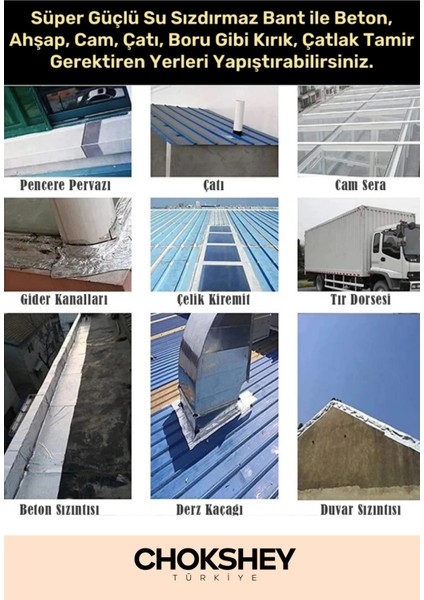 Süper Güçlü Su Geçirmez Sızdırmaz Beyaz Renk Çok Amaçlı Izolasyon ve Tamir Bandı 48MM x 10M-10 Adet fiyatları