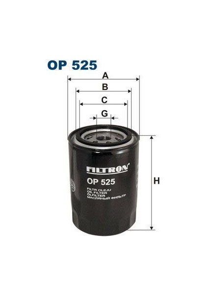 Fıltron OP525 - Yağ Filtresi Caddy 95-04 - Golf 83-99 - Jetta 80-91 - Passat 80-96 - Polo 86-99 - LT35 82-96