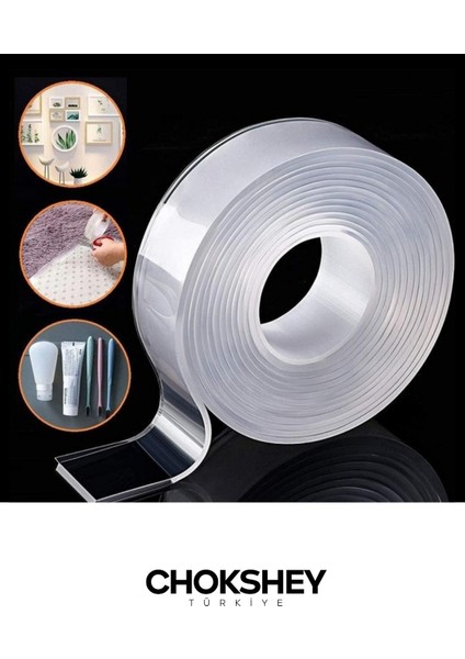Yıkanabilir Nano Şeffaf Bant Su Geçirmez Süper Güçlü Montaj Bant 10MMX2MT fırsatları