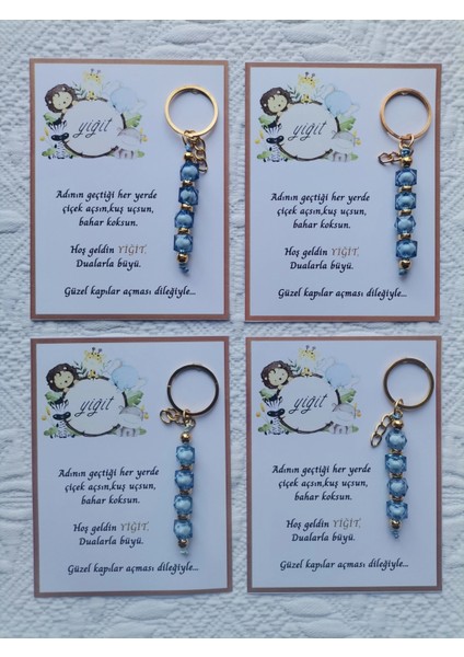 32 Adet Isme Özel Tasarım Mavi Anahtarlık Hastane Yeni Doğan 40 Mevlidi Dağıtmalık Hediyelik modelleri