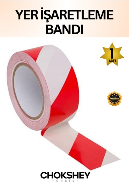 Kırmızı Beyaz Yer Işaretleme Bandı 50MMX30MT - 1 Adet