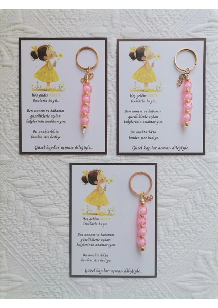 72 Adet Isme Özel Tasarım Pembe Anahtarlık Hastane Yeni Doğan 40 Mevlidi Dağıtmalık Hediyelik modelleri