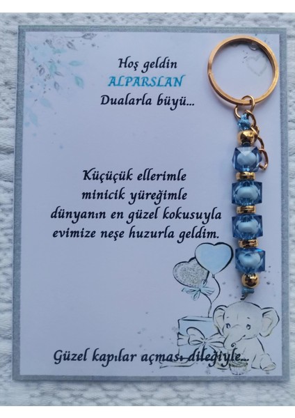 52 Adet Isme Özel Tasarım Mavi Anahtarlık Hastane Yeni Doğan 40 Mevlidi Dağıtmalık Hediyelik