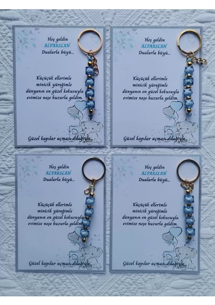 52 Adet Isme Özel Tasarım Mavi Anahtarlık Hastane Yeni Doğan 40 Mevlidi Dağıtmalık Hediyelik modelleri
