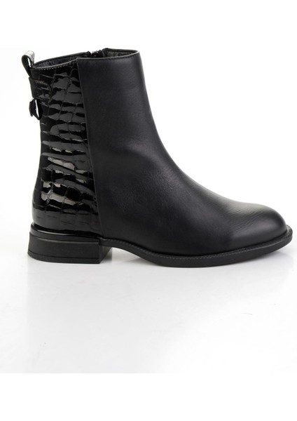 Siyah Hakiki Deri Kadın Bot & Bootie K02724202503