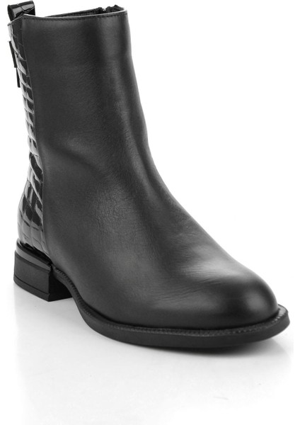 Siyah Hakiki Deri Kadın Bot & Bootie K02724202503 fiyatları
