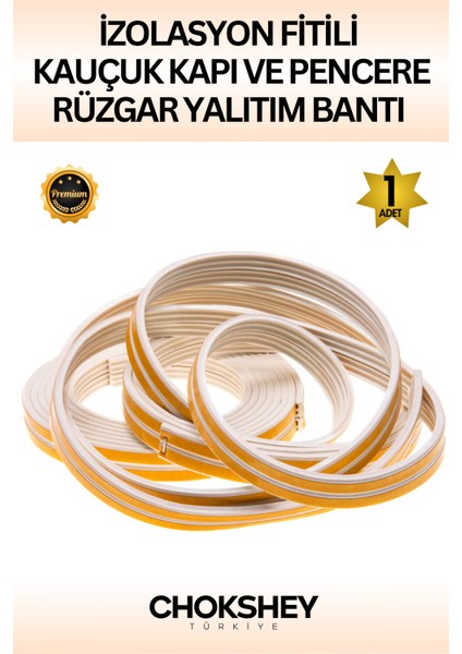 Beyaz Kapı ve Pencere Rüzgar Yalıtım Bandı Izolasyon Fitili Kauçuk 2MMX5MT (2li Fitil)