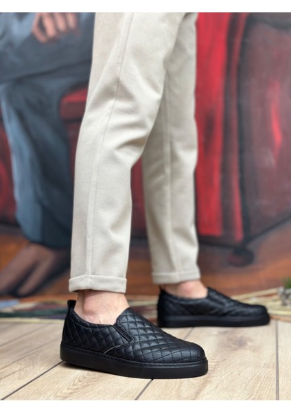 ET0353 Bağcıksız Kapitone Siyah Günlük Erkek Ayakkabı modelleri