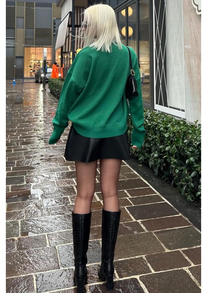 Siyah Mini Boy Kadın Deri Etek MG2298 modelleri