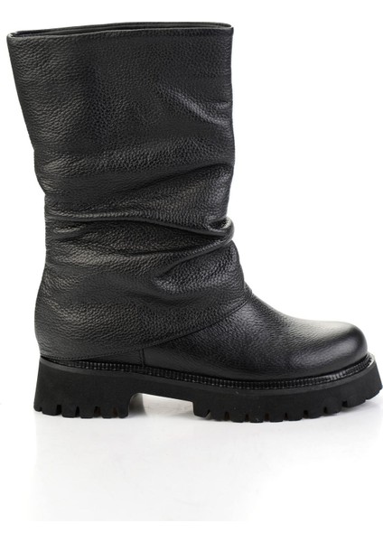 Siyah Hakiki Deri Kadın Çizme K03666075603