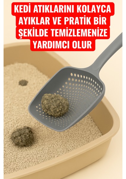 Gri Kedi Kum Küreği, Kedi Kumu Temizleme Küreği Dayanıklı Kedi Tuvalet Küreği Elekli Kum Kürek fiyatları