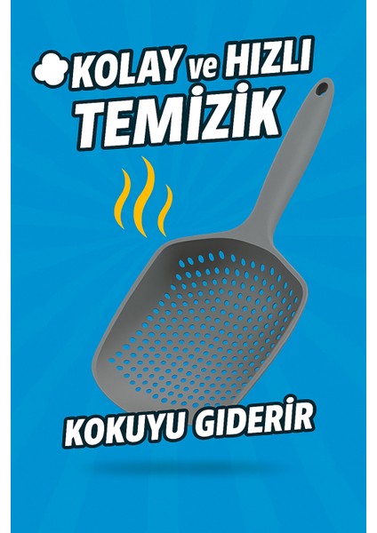 Gri Kedi Kum Küreği, Kedi Kumu Temizleme Küreği Dayanıklı Kedi Tuvalet Küreği Elekli Kum Kürek modelleri