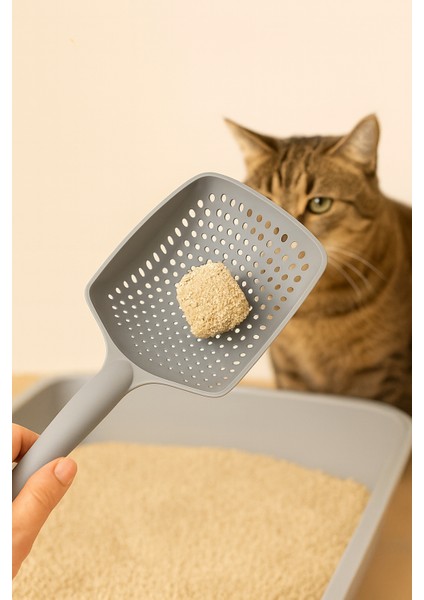Gri Kedi Kum Küreği, Kedi Kumu Temizleme Küreği Dayanıklı Kedi Tuvalet Küreği Elekli Kum Kürek fırsatları