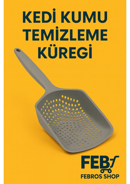 Gri Kedi Kum Küreği, Kedi Kumu Temizleme Küreği Dayanıklı Kedi Tuvalet Küreği Elekli Kum Kürek