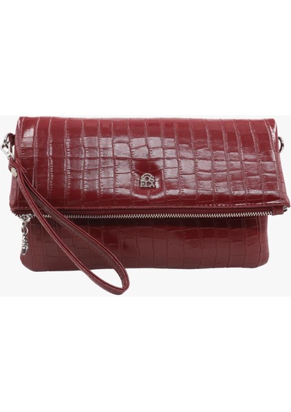 Bayan Linen Portföy Çanta 67-6010 Kroko Bordo