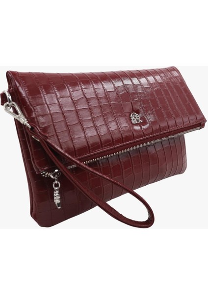 Bayan Linen Portföy Çanta 67-6010 Kroko Bordo modelleri