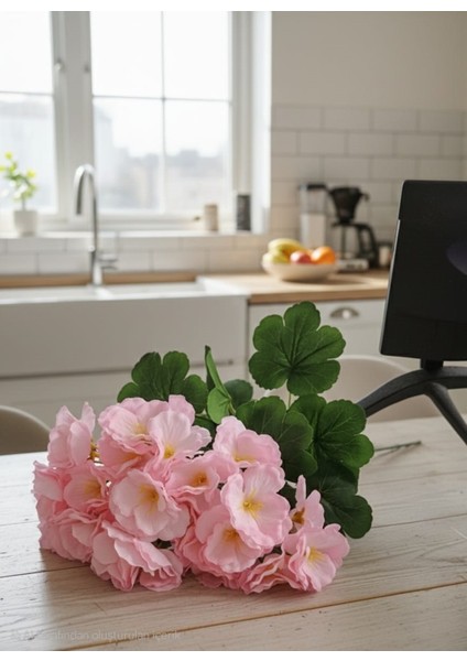 Yapay Çiçek Büyük Sardunya 7 Dallı Demet 40 Cmaçık Pembe Ev Saksı Süsü fiyatları