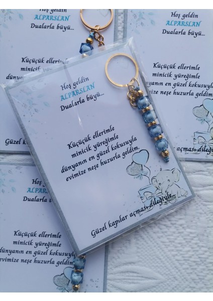32 Adet Isme Özel Tasarım Mavi Anahtarlık Hastane Yeni Doğan 40 Mevlidi Dağıtmalık Hediyelik fırsatları