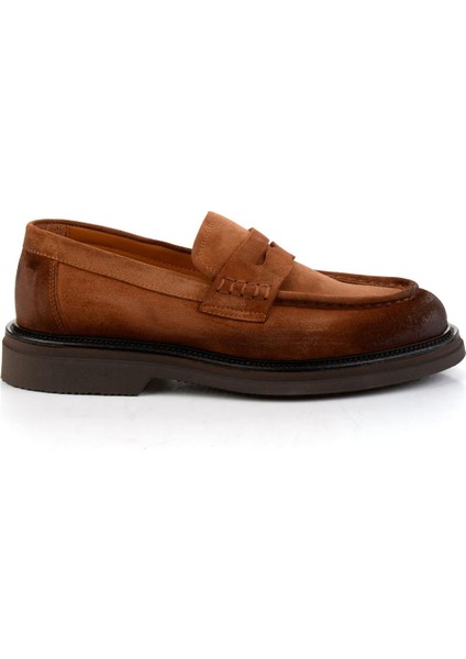 Taba Hakiki Deri Erkek Loafer Ayakkabı E01901495302