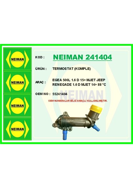 Termostat Komple Egea 500L 1.6 D 15> Mjet Jeep Renegade 1.6 D Mjet 14> 88 C