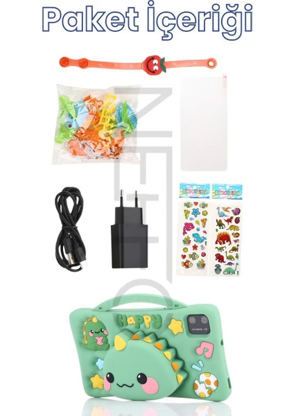 5g Wifi Android 13 Çocuk Tableti – Ön & Arka Kameralı, Eğitim ve Oyun Için Kılıflı Tablet Yeşil