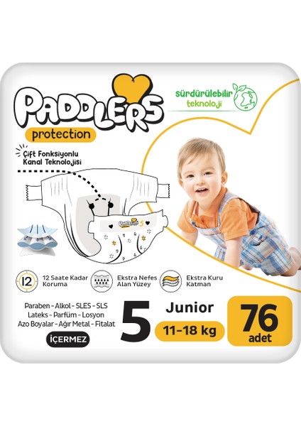 Protection Bebek Bezi 5 Numara Junior 76 Adet (11-18 Kg) 2'li Jumbo Set