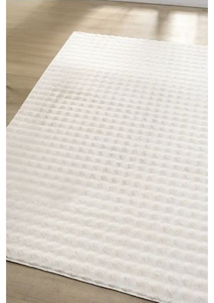 Krem Yumuşak Bubble Kaymaz Özel Taban Peluş Halı Yolluk