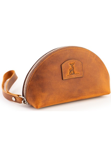 Hakiki Deri Kahverengi Makyaj Çantası, Şık ve Kullanışlı Tasarım. modelleri