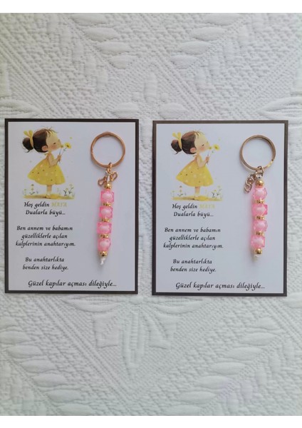 52 Adet Isme Özel Tasarım Pembe Anahtarlık Hastane Yeni Doğan 40 Mevlidi Dağıtmalık Hediyelik fiyatları