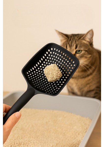 Siyah Kedi Kum Küreği, Kedi Kumu Temizleme Küreği Dayanıklı Kedi Tuvalet Küreği Elekli Kum Kürek fırsatları